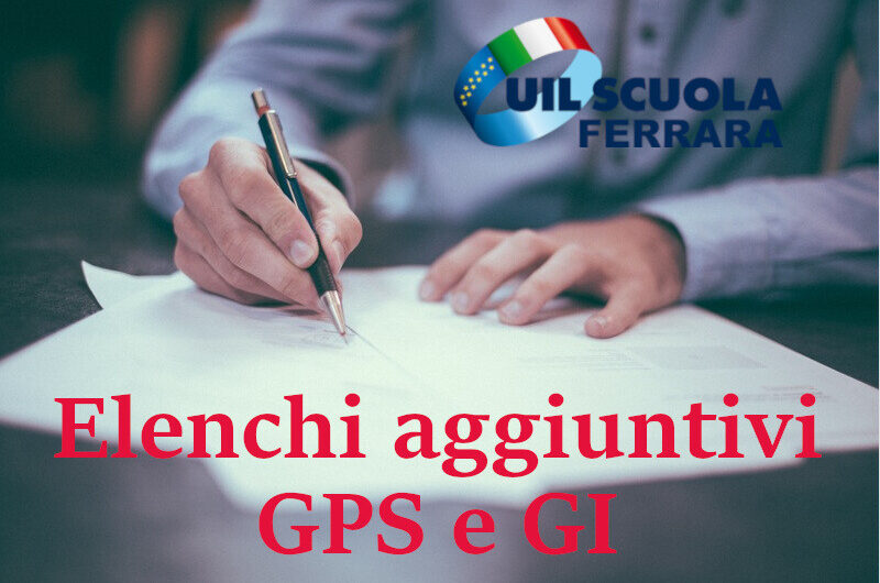 Elenchi aggiuntivi GPS e GI: presentazione della domanda dal 12 al 27 Aprile