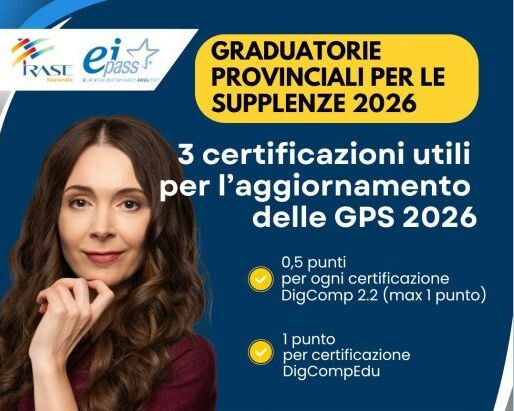 IRASE Nazionale – Graduatorie provinciali per le supplenze 2026, tre certificazioni utili per l’aggiornamento
